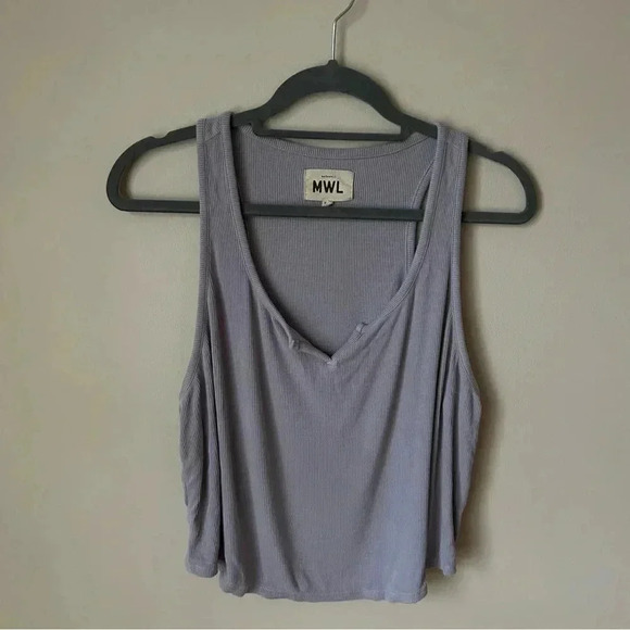 Women's Madewell MWL Rib Split Neck Crop Tank Top Lilac Purple Size XXL - Picture 3 of 6